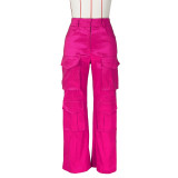 Solid Color Multi-Pocket Casual Pants ZSD-0617