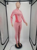 Color Blocking Print Long Sleeve Slim Sport Suit YIM-112