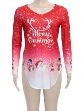 Christmas Print Long Sleeve T Shirt SH-390731