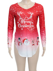 Christmas Print Long Sleeve T Shirt SH-390731