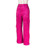 Solid Color Multi-Pocket Casual Pants ZSD-0617