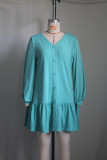 Casual V Neck Long Sleeve Mini Dress YS-864