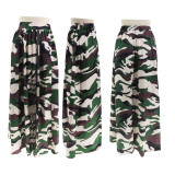 Camouflage Printed Zipper Split Half Body Skirt HNIF-TK009