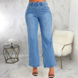Fashion Elastic Waist Slim Straight Jeans HSF-2750