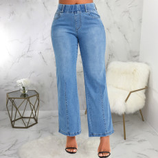 Fashion Elastic Waist Slim Straight Jeans HSF-2750