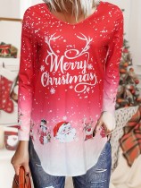 Christmas Print Long Sleeve T Shirt SH-390731