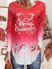 Christmas Print Long Sleeve T Shirt SH-390731
