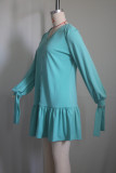 Casual V Neck Long Sleeve Mini Dress YS-864