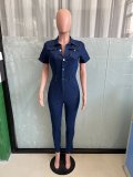 Fashion Short Sleeve Denim Tight Jumpsuit LX-3552