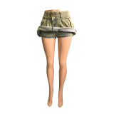 Fake Two-piece Jeans Shorts Pleated Skirt LX-6001