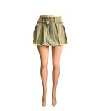 Fake Two-piece Jeans Shorts Pleated Skirt LX-6001