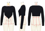Long Sleeve Knit Irregular Crop Tops ASL-6689
