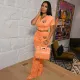Casual Sport Print Short Sleeve Two Piece Pants Set XMF-309