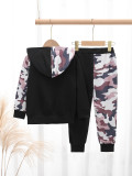Kids Boy Color Block Hooded Sport Two Piece Set GYMF-113