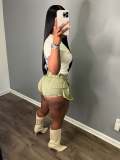 Fake Two-piece Jeans Shorts Pleated Skirt LX-6001