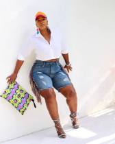 Fashion Fringe Stretch Denim Short QYXZ-9138