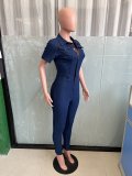 Fashion Short Sleeve Denim Tight Jumpsuit LX-3552