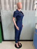 Fashion Short Sleeve Denim Tight Jumpsuit LX-3552