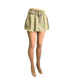 Fake Two-piece Jeans Shorts Pleated Skirt LX-6001