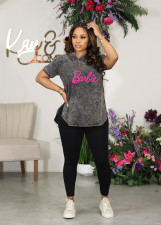 Plus Size Casual Print Short Sleeve Sport Two Piece Set WAF-7758915