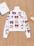 Kids Girls High Collar Print Sweatshirt T Shirt GYMF-112