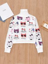 Kids Girls High Collar Print Sweatshirt T Shirt GYMF-112