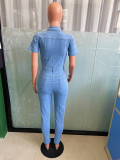 Fashion Short Sleeve Denim Tight Jumpsuit LX-3552