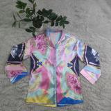 Vintage Print Long Sleeve Loose Shirt GYSF-2888