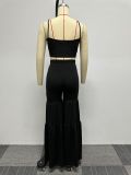 Plus Size Solid Sling Vest And Flare Pants Two Piece Set NY-K2806 