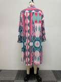 Plus Size Fashion Print Long Sleeve Shirt Dress NY-10572