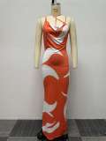Plus Size Sexy Print Sling Slim Maxi Dress NY-10578