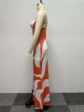 Plus Size Sexy Print Sling Slim Maxi Dress NY-10578