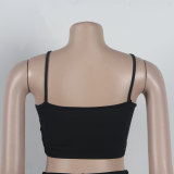 Plus Size Solid Sling Vest And Flare Pants Two Piece Set NY-K2806 