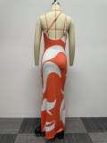 Plus Size Sexy Print Sling Slim Maxi Dress NY-10578