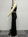 Plus Size Solid Sling Vest And Flare Pants Two Piece Set NY-K2806 