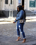 Fashion Double Breasted Denim Jacket Coats ZSD-0614