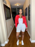 Ribbed Color Block Baseball Jacket WAF-7749915