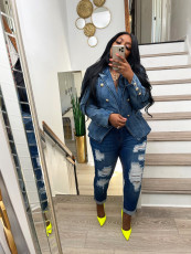 Fashion Double Breasted Denim Jacket Coats ZSD-0614