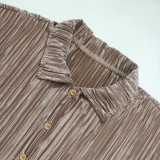 Long Sleeve Pleated Casual Two Piece Pants Set ME-8428