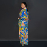 Fashion Print Short Sleeve Shirt Long Pants Two Piece Set BY-C6618