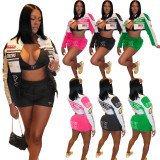 Biker Baseball Short Jacket Two Piece Skirt Set YNSF-2612