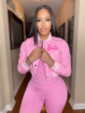 Ribbed Color Block Baseball Jacket WAF-7749915
