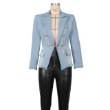 Fashion Double Breasted Denim Jacket Coats ZSD-0614