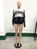 Biker Baseball Short Jacket Two Piece Skirt Set YNSF-2612
