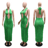 Sexy Halter Backless V Neck Maxi Dress CYA-900706