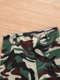 Kids Girls Sleeveless Vest And Camouflage Print 2 Piece Set GYMF-118