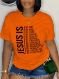 Plus Size Letter Print Short Sleeve T Shirt GQF-56778