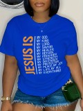 Plus Size Letter Print Short Sleeve T Shirt GQF-56778