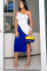 Sexy Single Shoulder Contrast Color Midi Dress XHXF-379