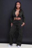 Solid Color Backless Bandage Two Piece Pants Set MEM-88509